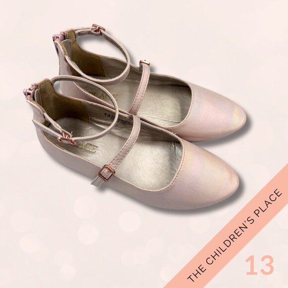 The Children's Place Girls’ Dress Shoes Size 13 – Blush Pink Double Strap Flats - Picture 3 of 8
